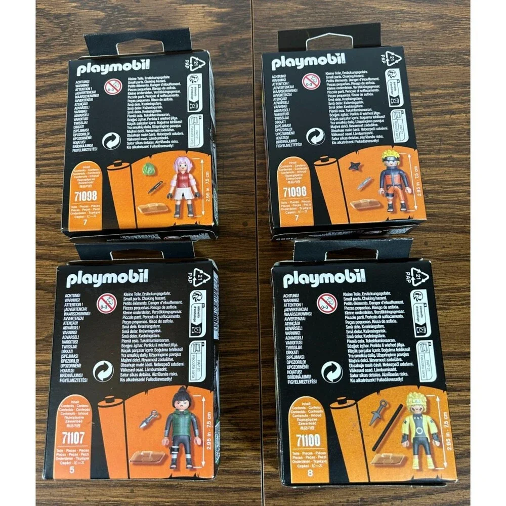 Playmobil Naruto Shippuden (Lot Of 4 Figures) Naruto x2, Shikamaru, Sakura New